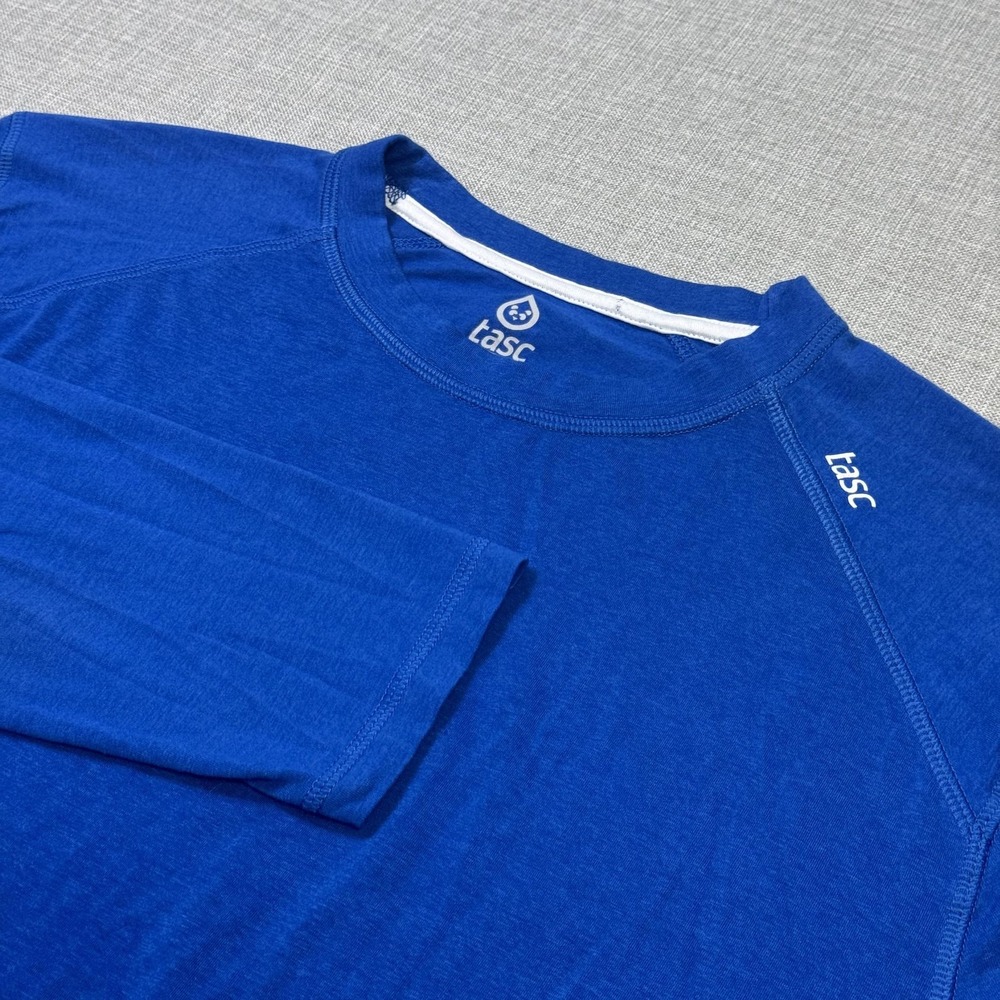 Tasc Performance Long Sleeve Shirt Mens Large Blue Crew Neck Cotton Viscose
